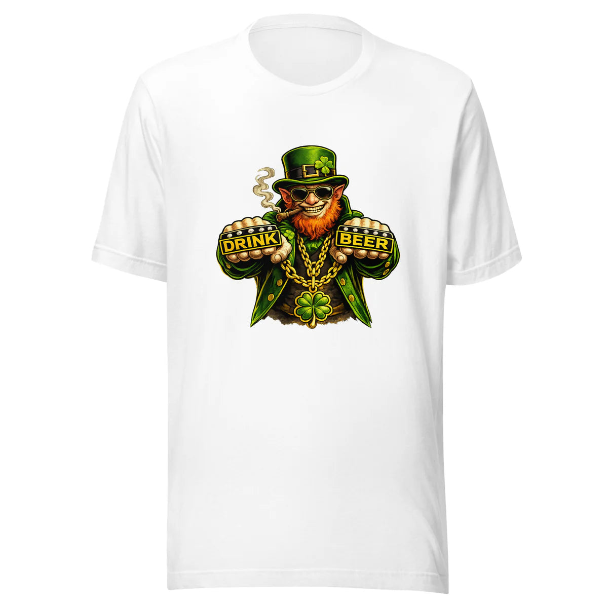'Drink Beer' Gangster Leprechaun T-Shirt – Streetwear Brew Legend